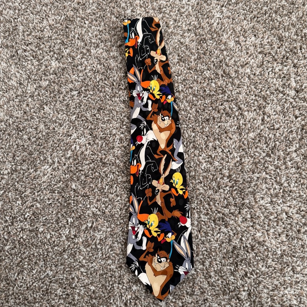 Looney Tunes Mania Novelty Neck Tie 100% Silk Made In Korea 1995 Vintage Fun 90s